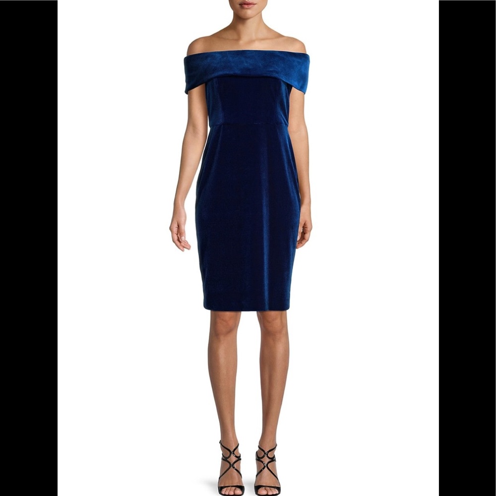 NWT! Calvin Klein Off-The-Shoulder Velvet Dress - Sapphire
